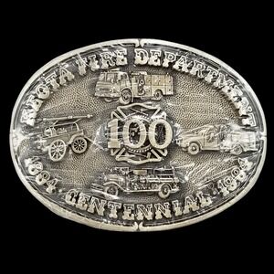 NEW Keota Fire Department Centennial 1884-1984 Solid‎ Brass Belt Buckle Vintage